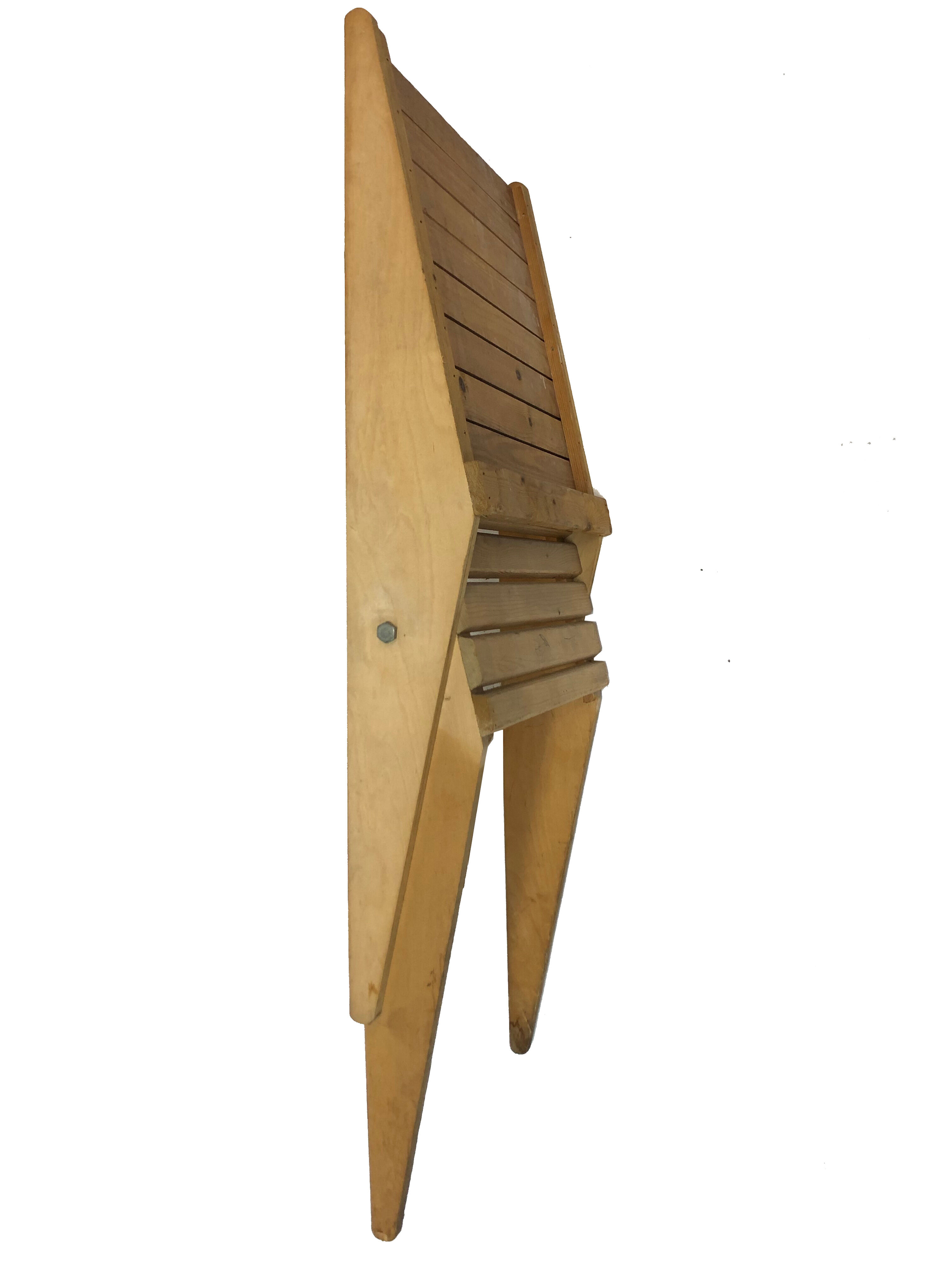Wooden garden chair folding from the 70s in the Netherlands