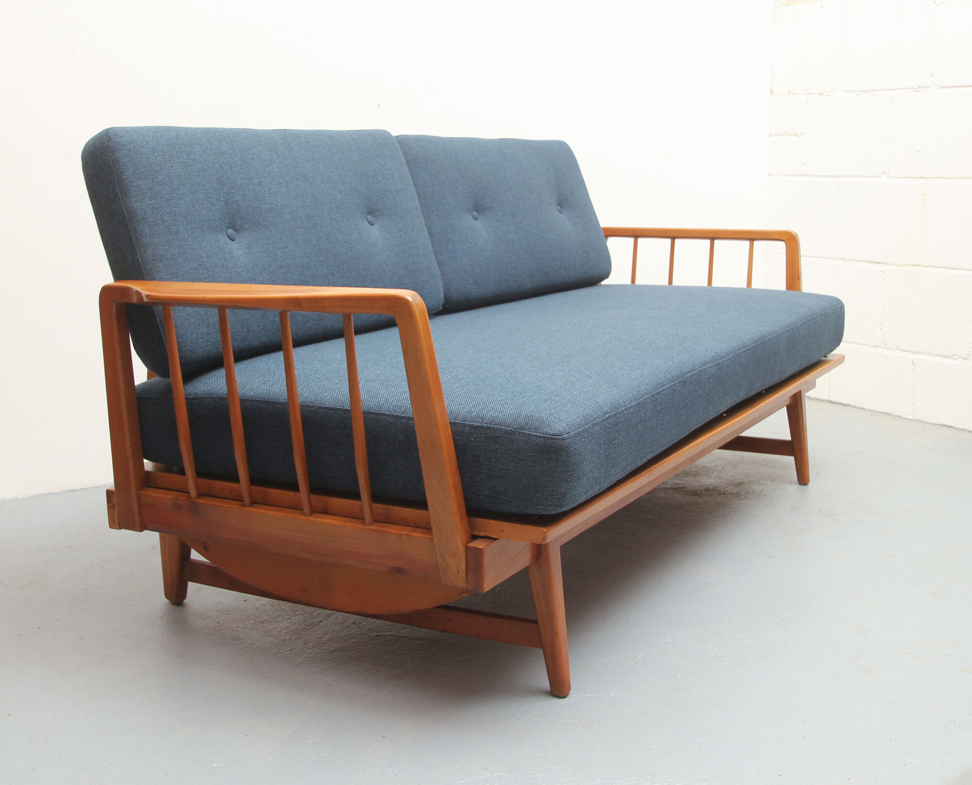 1950s daybed in cherrywood, fresh fabric, WK Furnitures