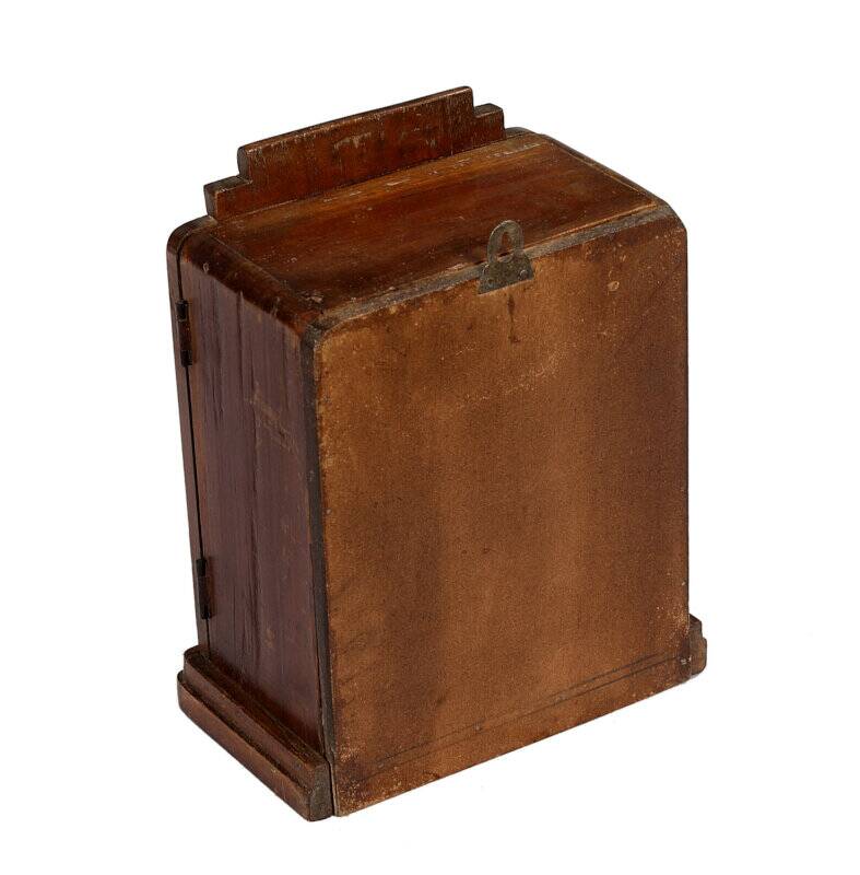 Small old wall display case clock box patina original india