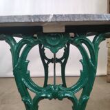 Wrought iron bistro table and vintage grey marble