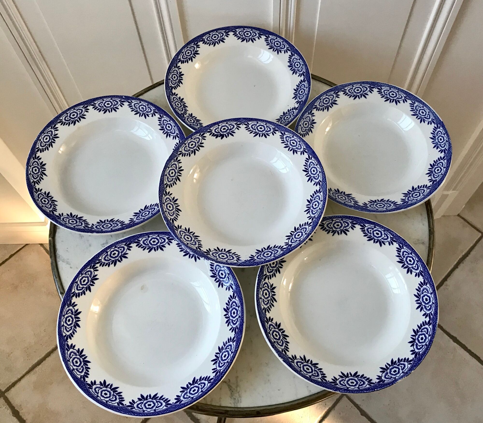 Set of 6 hollow plates Digoin Sarreguemines model Capri Casino 50s