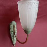 Pair of Art Deco pressed glass wall sconces