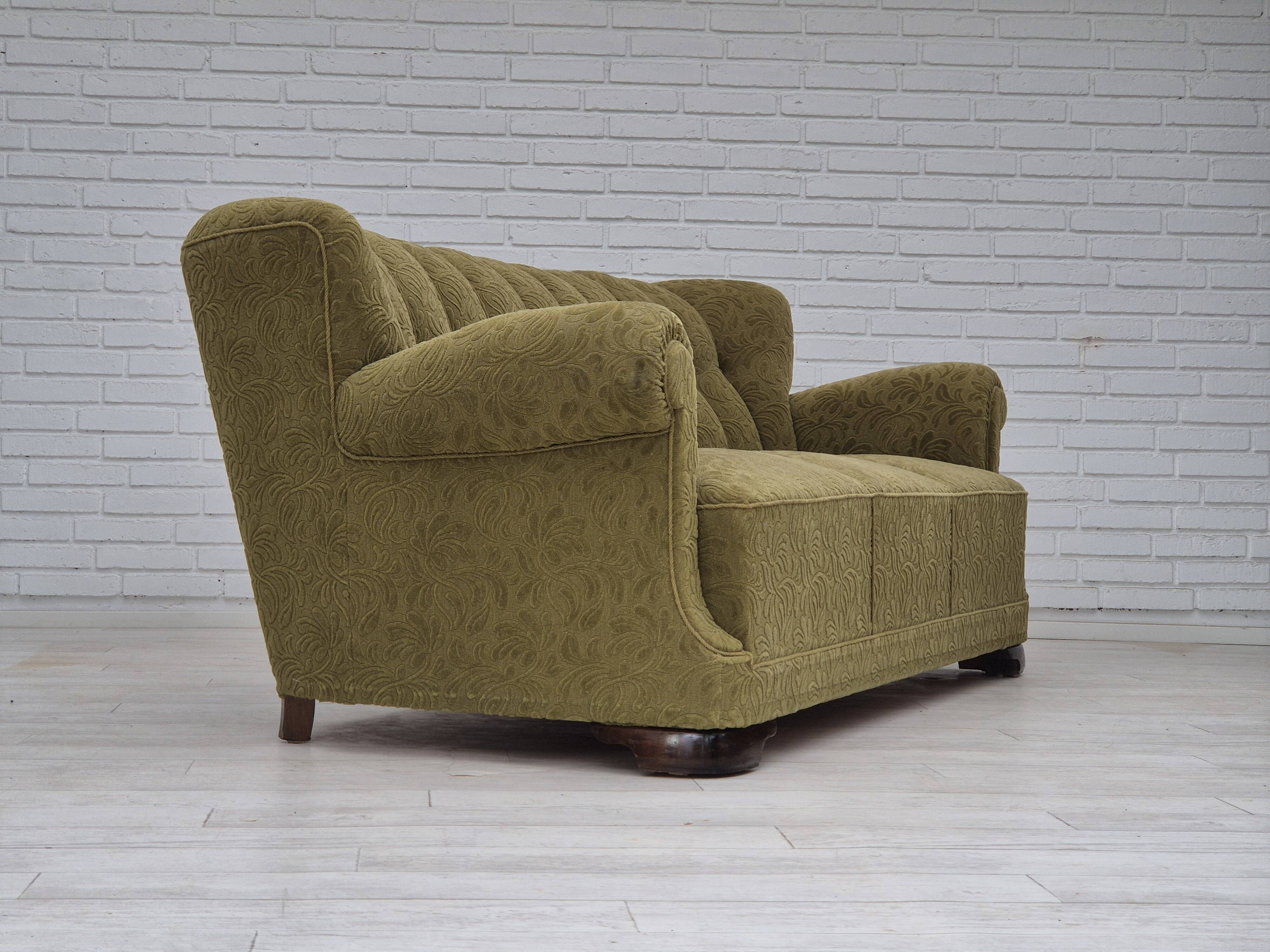 1960s, Danish 3 seater sofa, original very good condition, cotton/wool fabric.