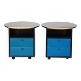 Set of 2 (bedside) tables by Umberto Asnago for Giorgetti on wheels