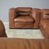 Cognac leather armchairs by BL Arredamenti, 1970s, set of 4