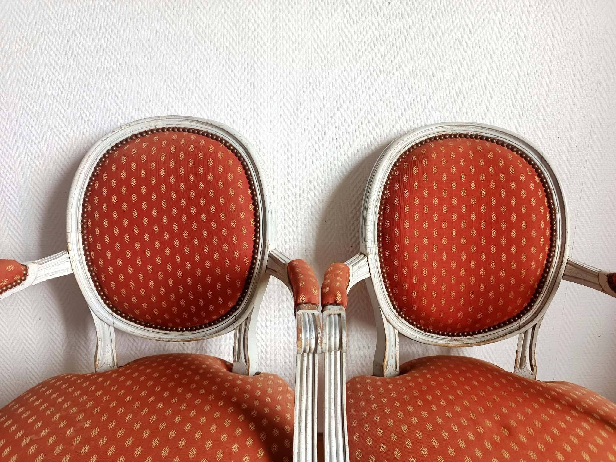 Pair of Louis XVI medallion cabriolet armchairs
