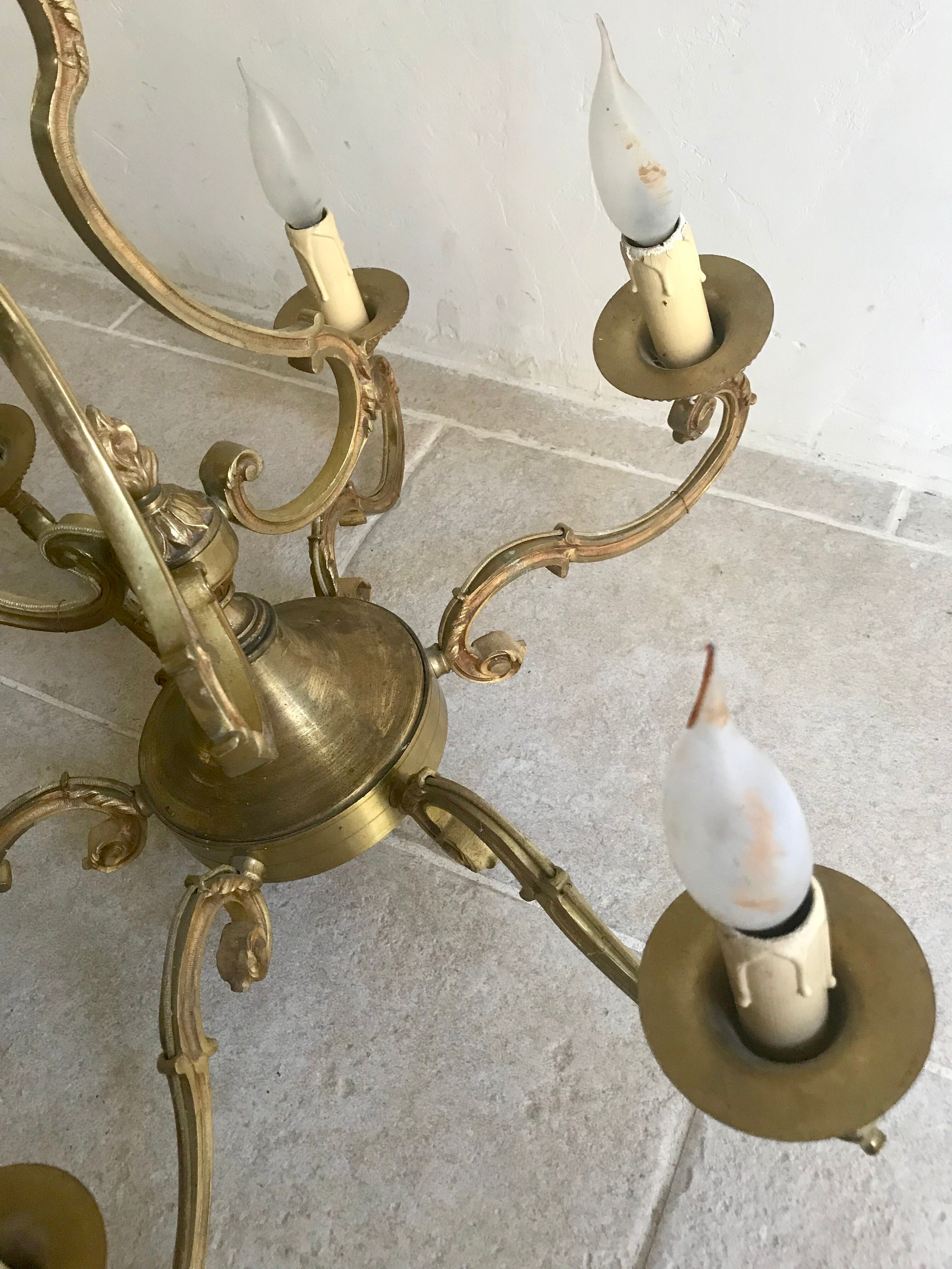 Lustre en bronze doré style Louis XVI