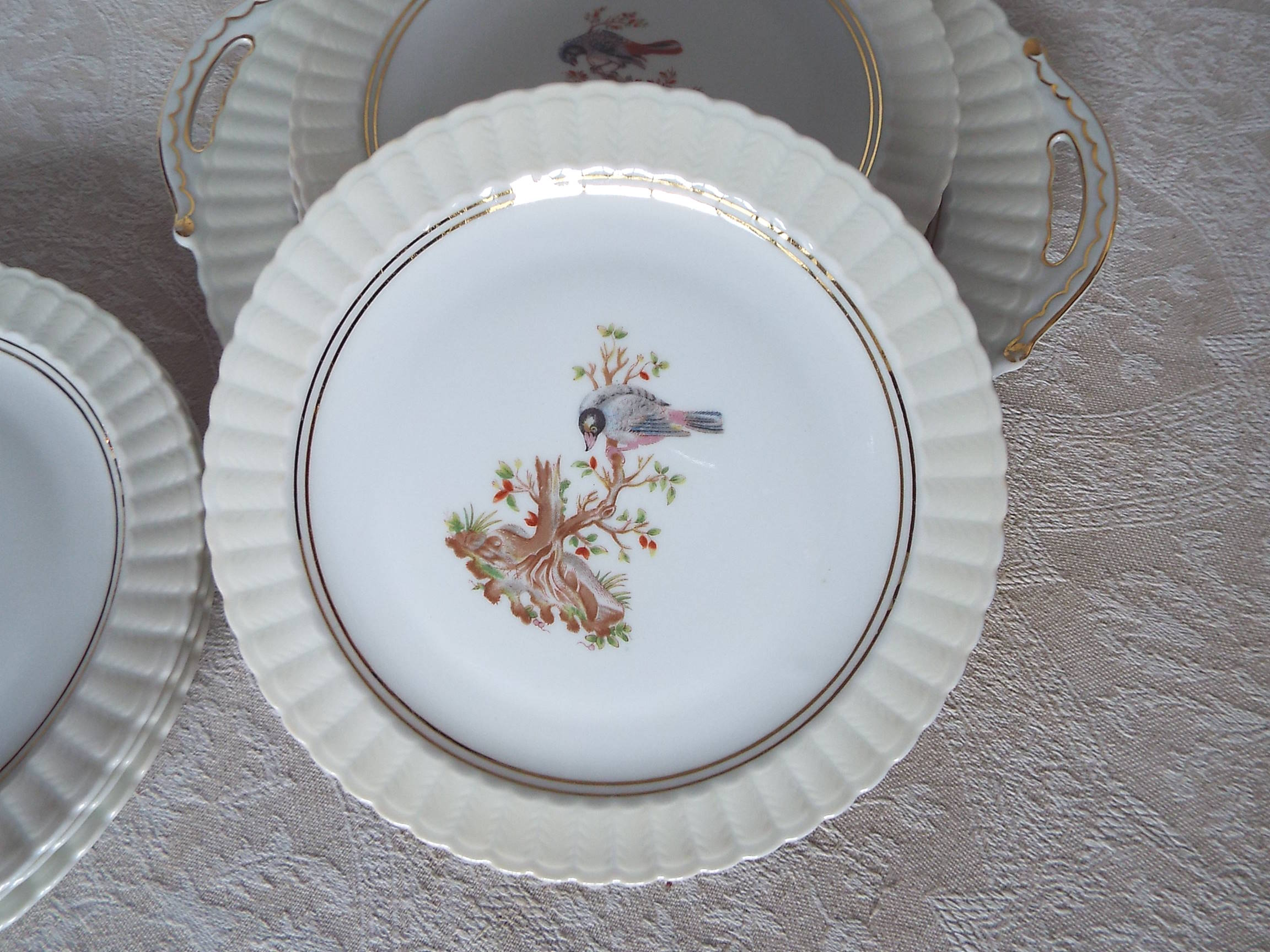 7 bird dessert plates
