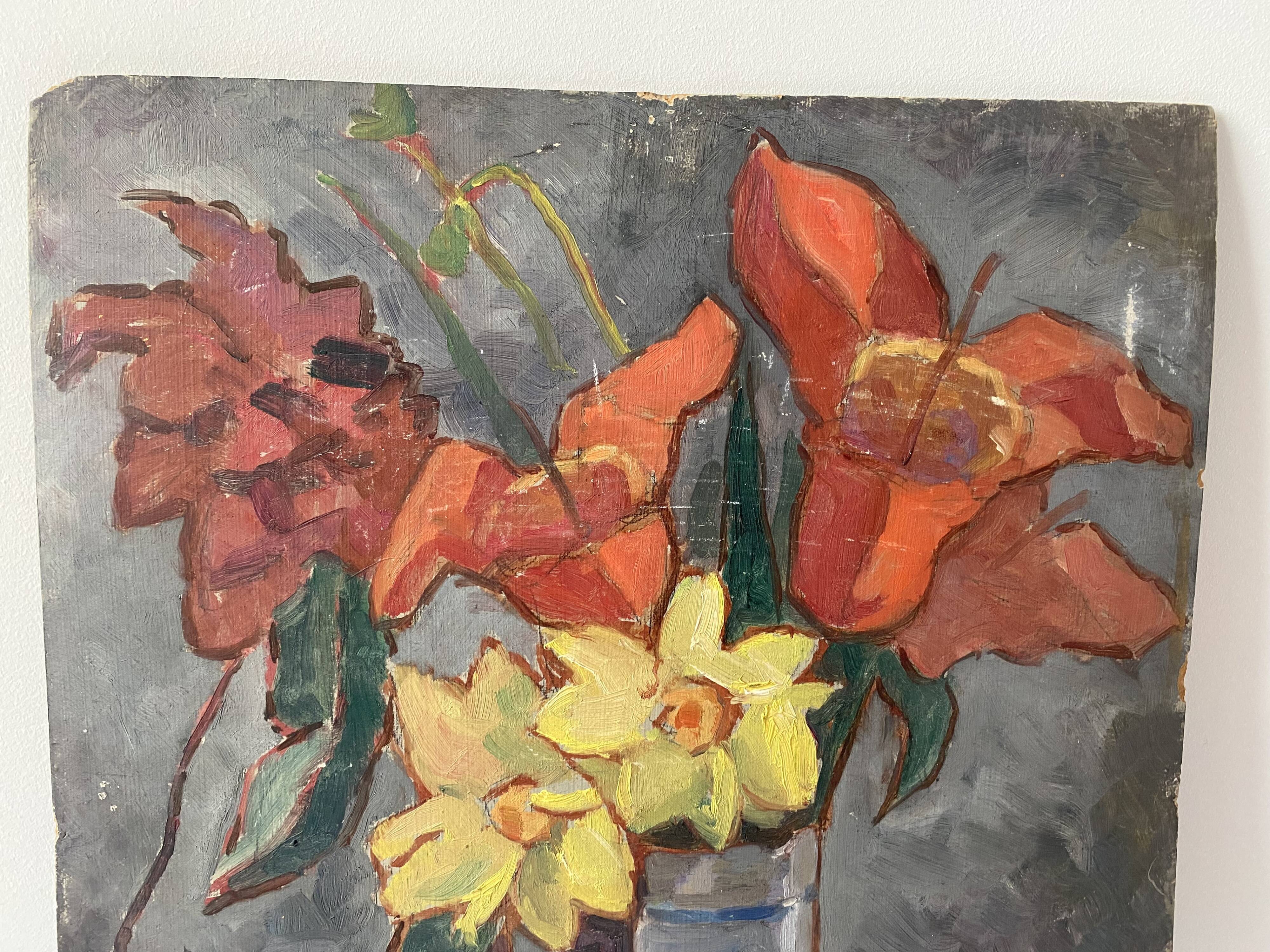 Oil portrait on cardboard of a man 50s