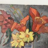 Oil portrait on cardboard of a man 50s