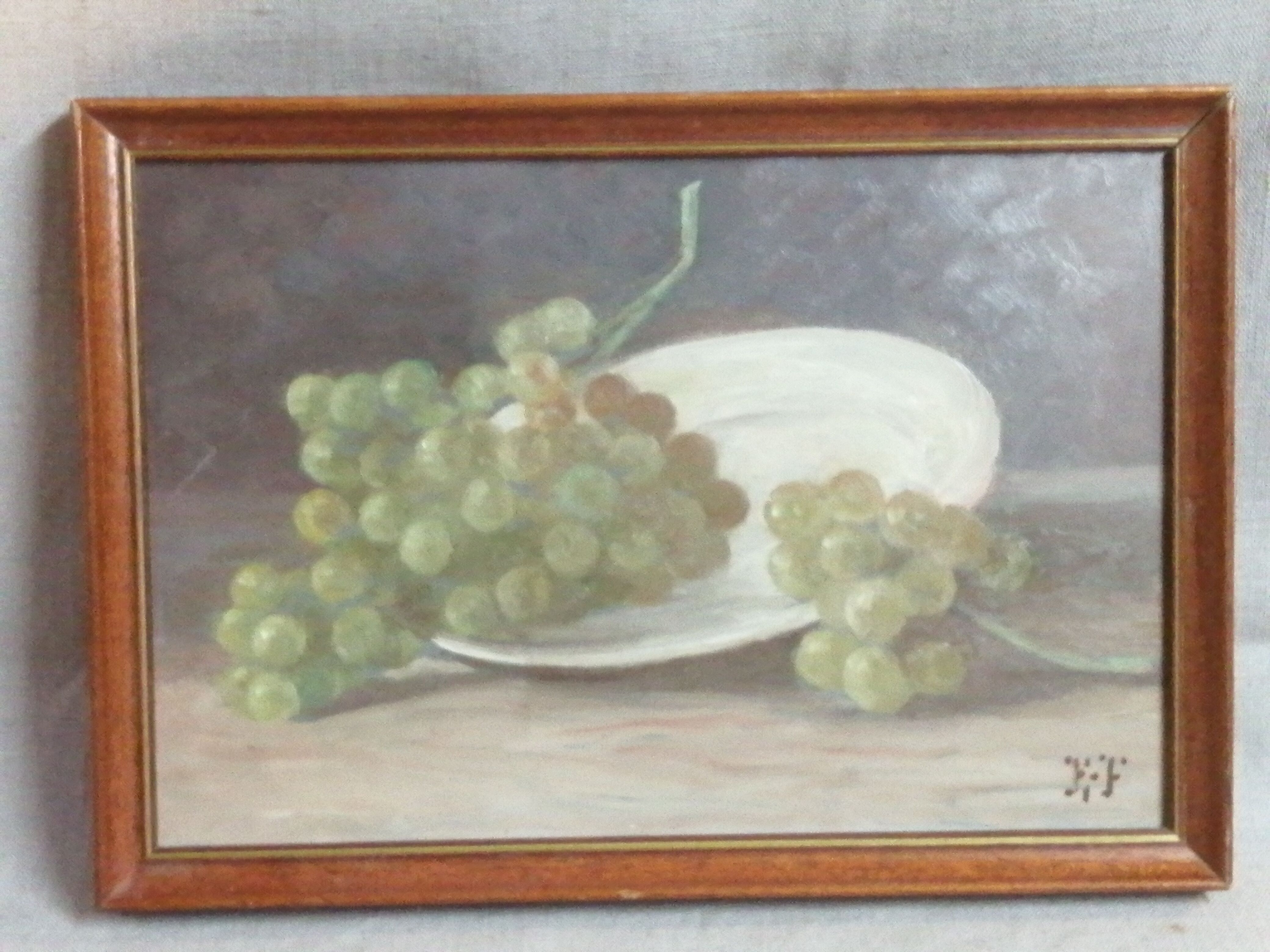 Pair of oil paintings with grapes