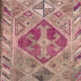 Vintage turkish  tribal runner 390x83 cm veg dye wool rug tribal, handmade