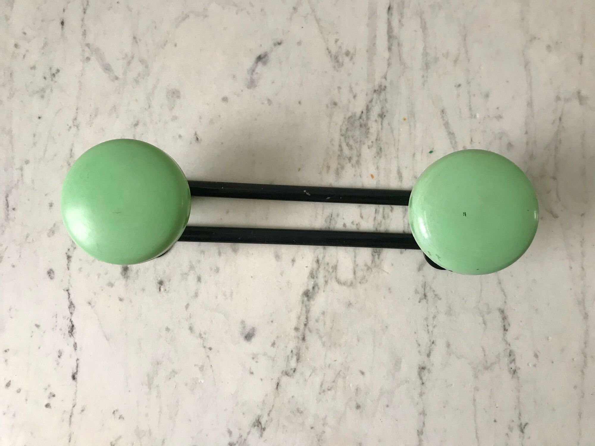 Black metal hook and sage green 60s-70s