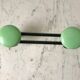 Black metal hook and sage green 60s-70s