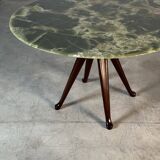 Round dining table in onyx and solid walnut by Osvaldo Borsani, 1950s.