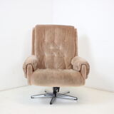 Midcentury swivel leather armchair, peem, finland, 1970s