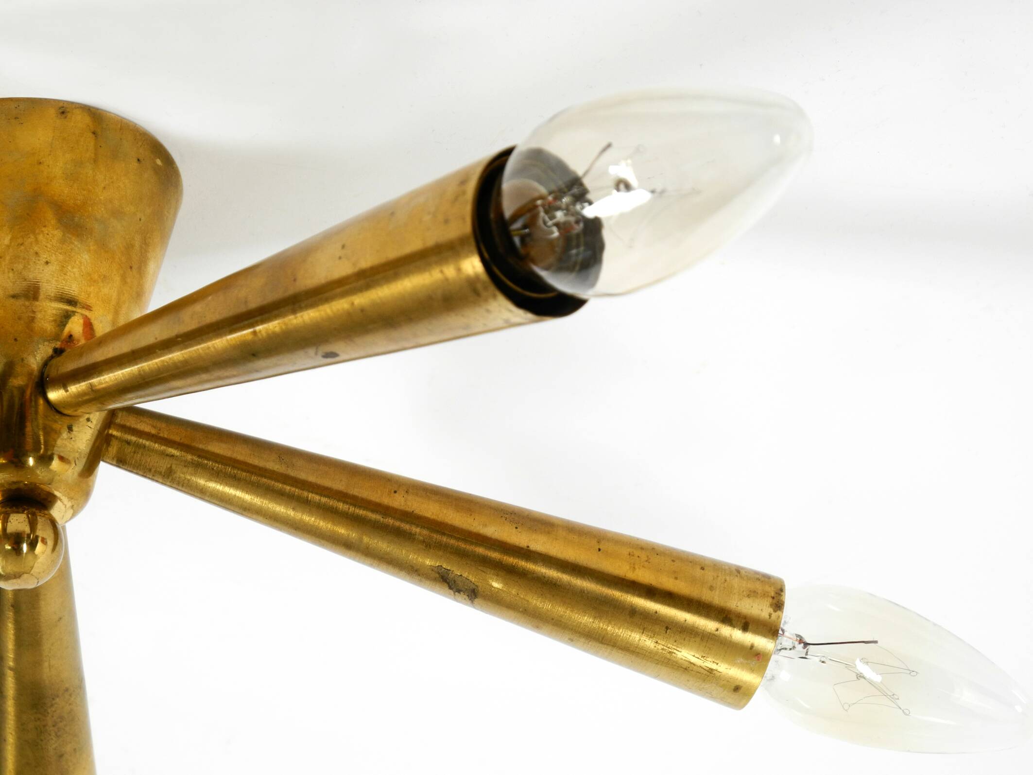 Original small mid-century modern brass Sputnik ceiling lamp with five arms