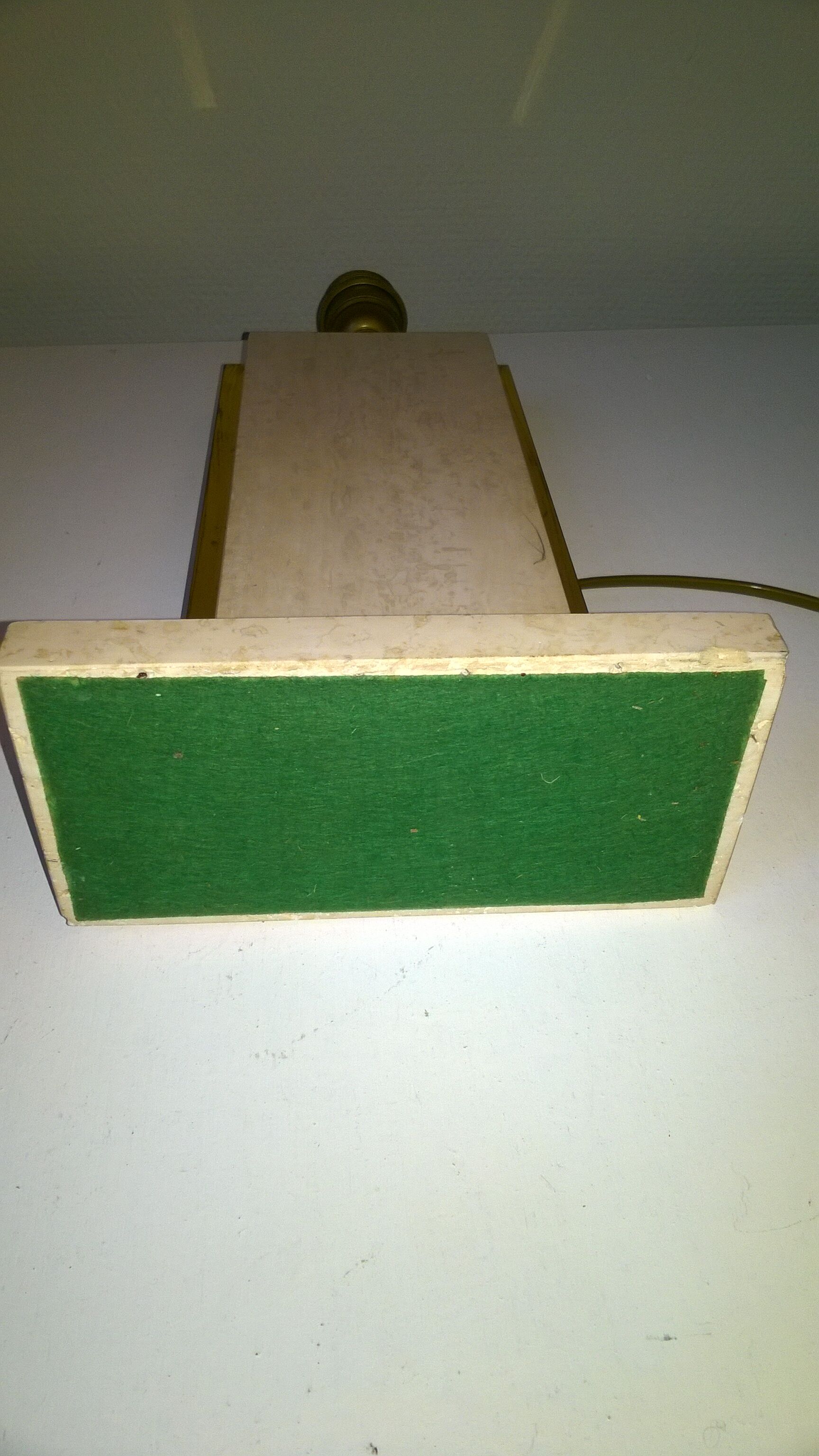 Travertine and gilded brass table lamp by Camille Breesch Belgium 1970