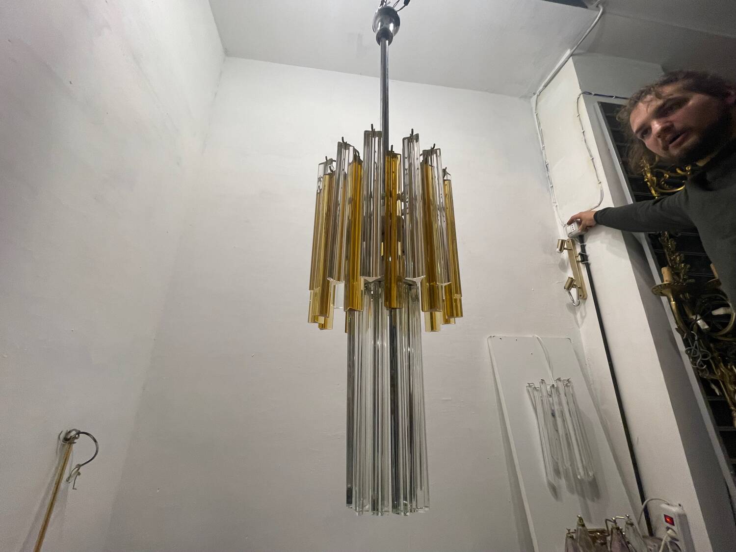 Murano Glass Trilobi Chandelier by Venini 1970’s