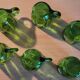 Set of 6 dark green liqueur glasses with handle and floral decoration.