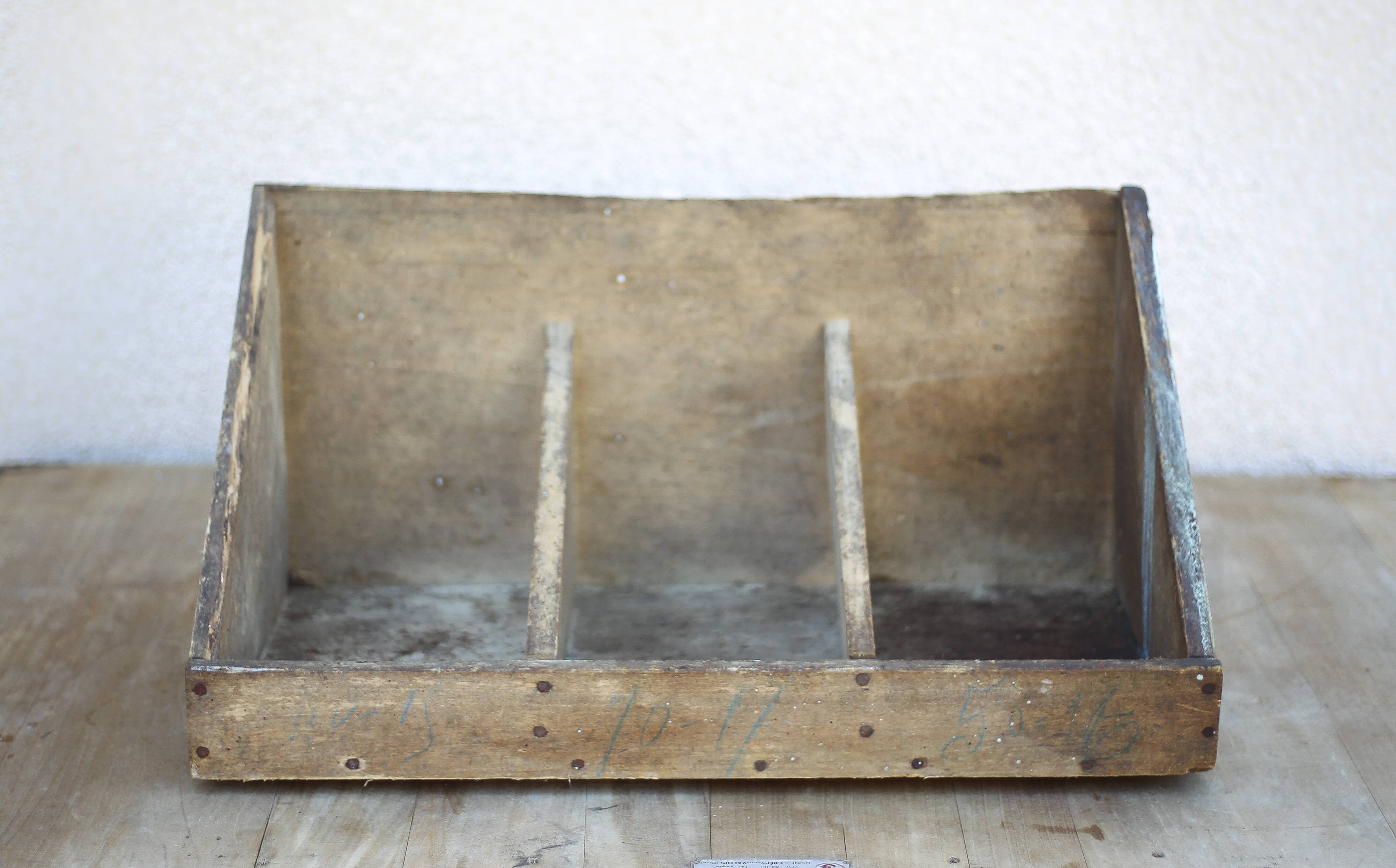 Wooden storage bin, vintage storage furniture, tool storage