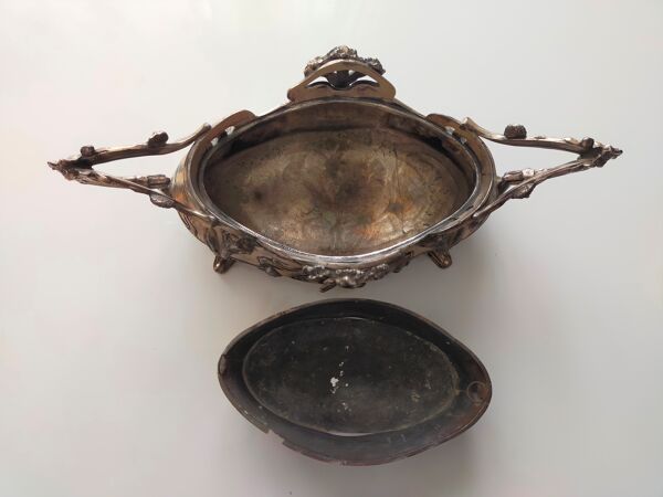 Jardinière en bronze argenté Art Nouveau