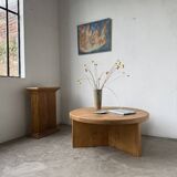 Round modernist coffee table, elm, 1950s.