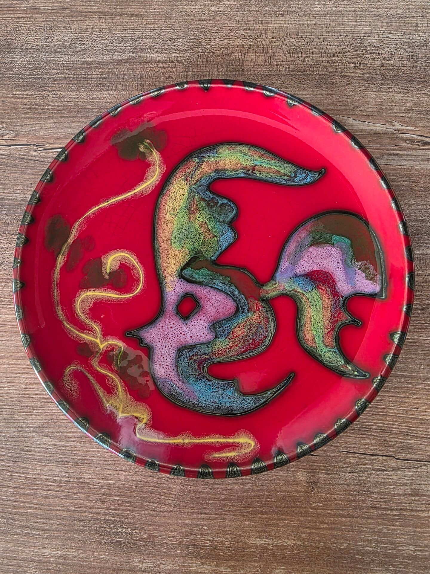Cerenne Plate Vallauris 1950s Fish Decor by Pierre Rinaudo