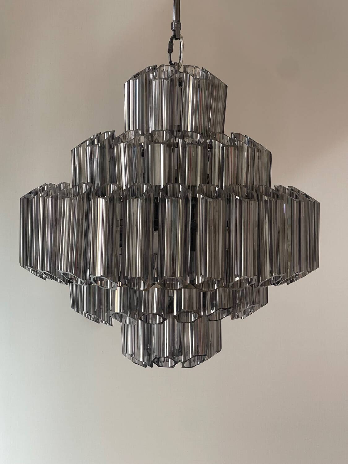 Lustre XL suspension verre fumé gris