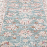 Traditional green cream ziegler rug, oriental floral wool rug-70x190cm