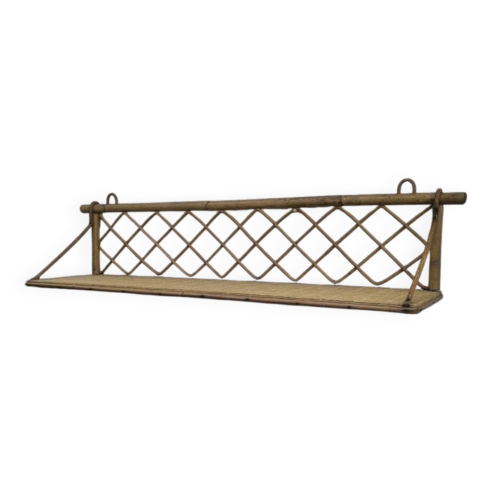 Vintage rattan wall shelf