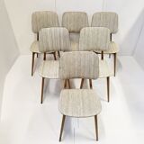 Suite of 6 vintage chairs 1950