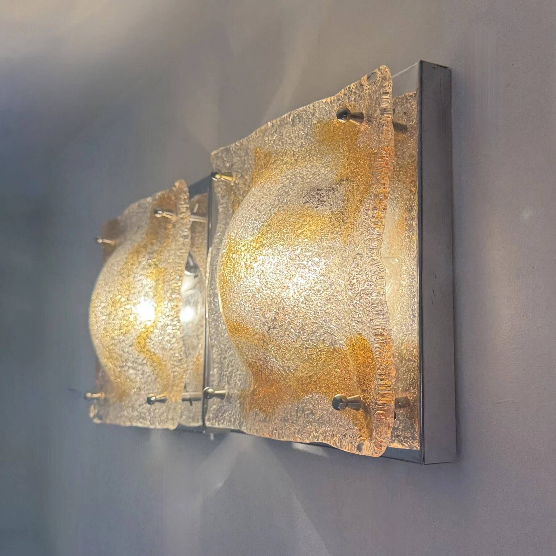 Vintage Murano glass abstract wall sconces from Mazzega, Italy, 1960, set of 2