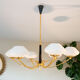 Pendant light in brass and opaline 50s