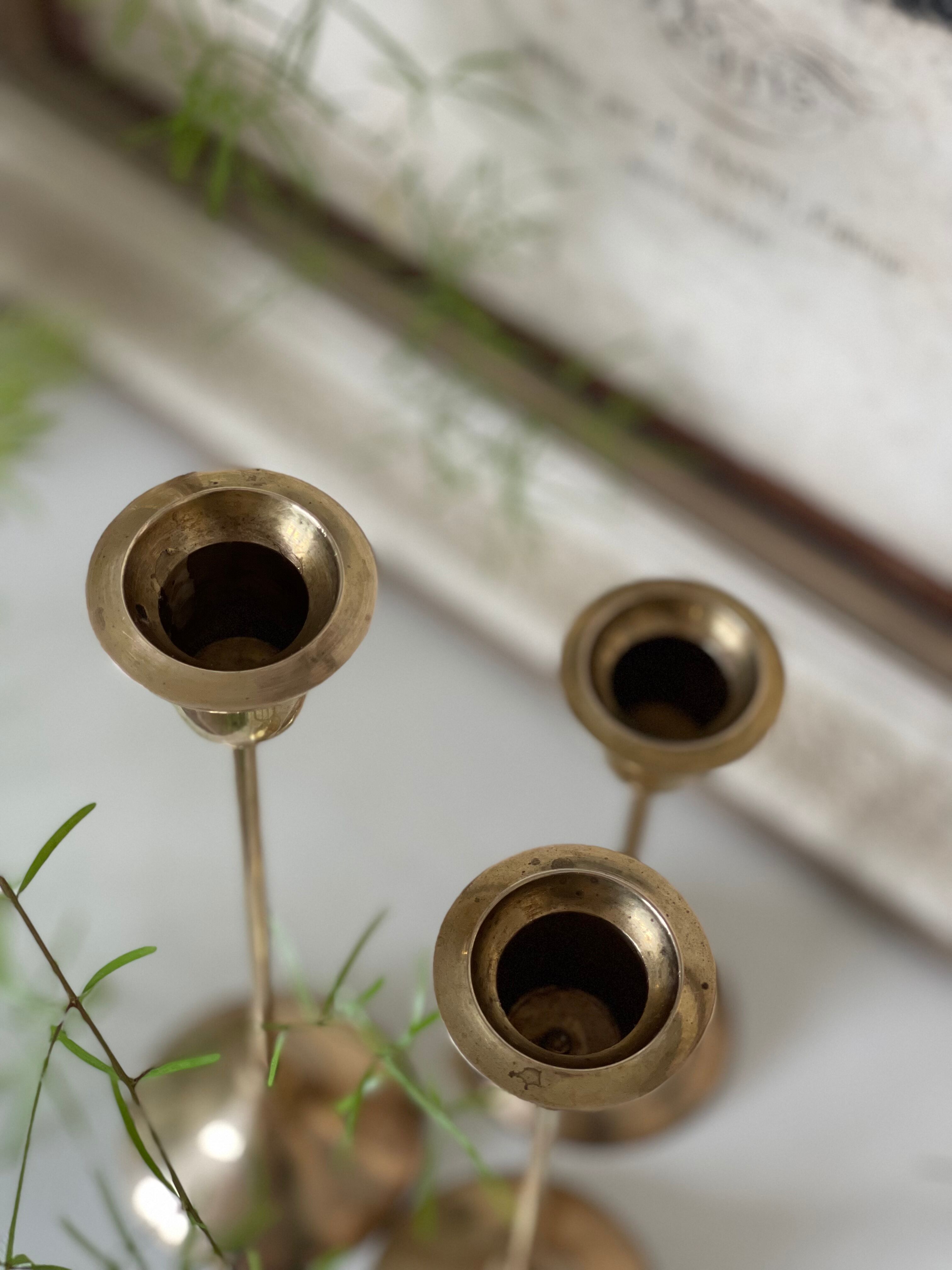 3 brass candle holders 1970
