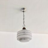 Hanging lamp speckled glass and chrome 1950