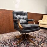 Classic English Black Chesterfield Desk Chair