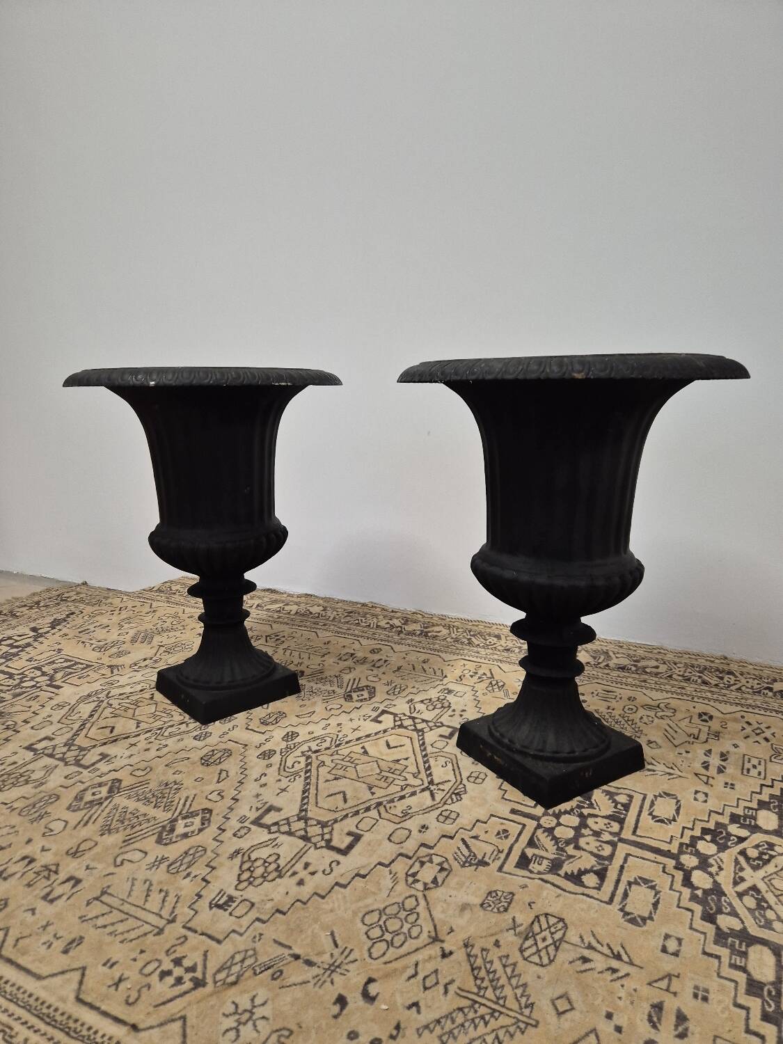 Pair of Medici cast iron vases from Maison Bourgeoise
