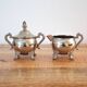 Antique Silver Plated Sugar Bowl & Creamer Set: Old Milk and Sugar Tablewar
