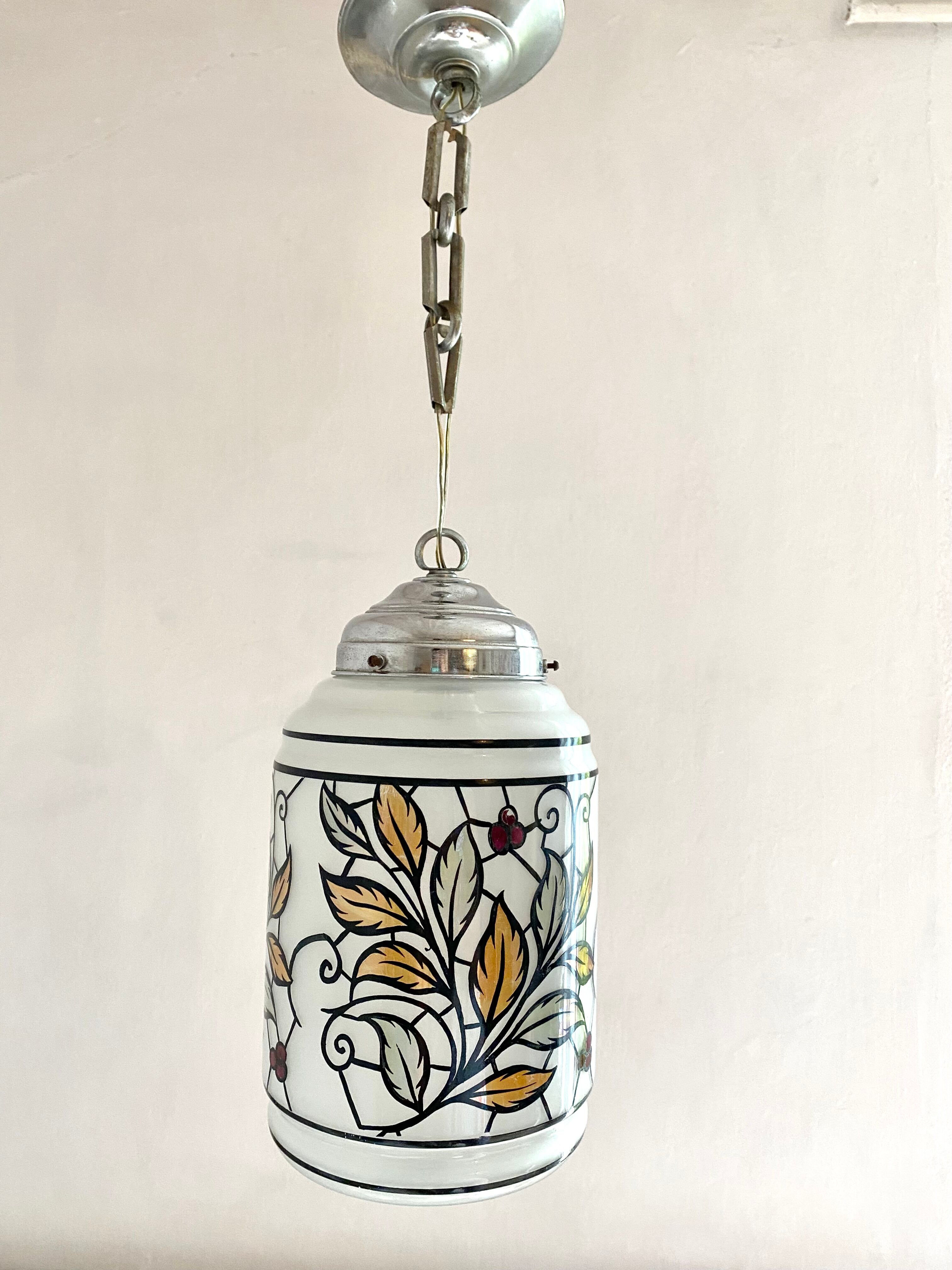Vintage stained glass style pendant lamp