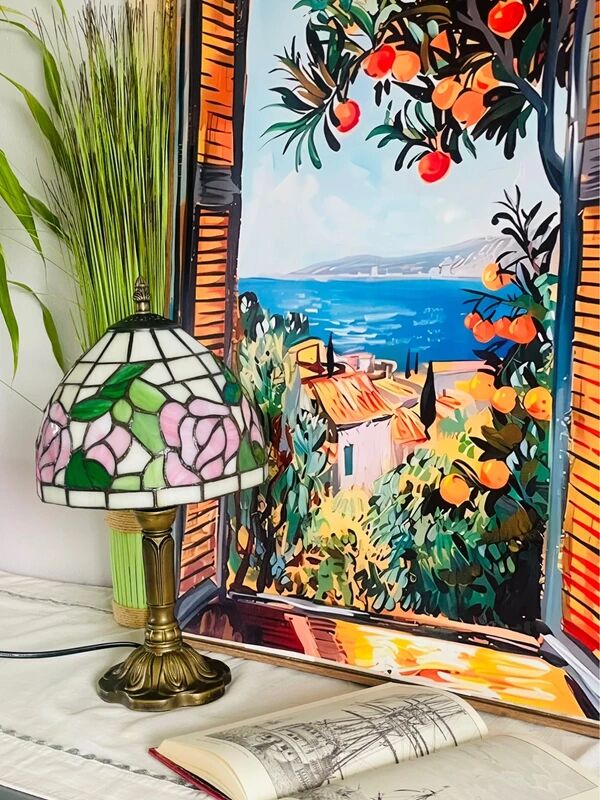 Lamp inspired by vintage Tiffany style Art Nouveau.