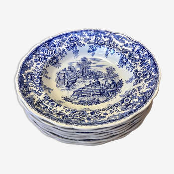 Set of 7 blue Lunéville & KG plates