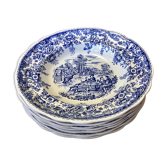Ensemble de 7 assiettes Lunéville & KG bleues