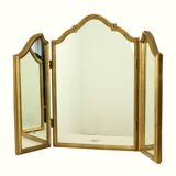 Vintage Triptych Mirror Gold Leaf Gilded Hollywood Regency 86cm