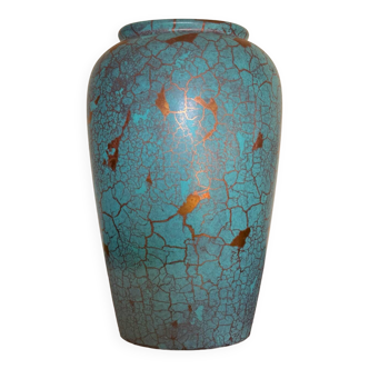 West Germany vintage blue and gold vase