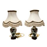 2 Vintage Cloisonné Table Lamps, mid 1900s