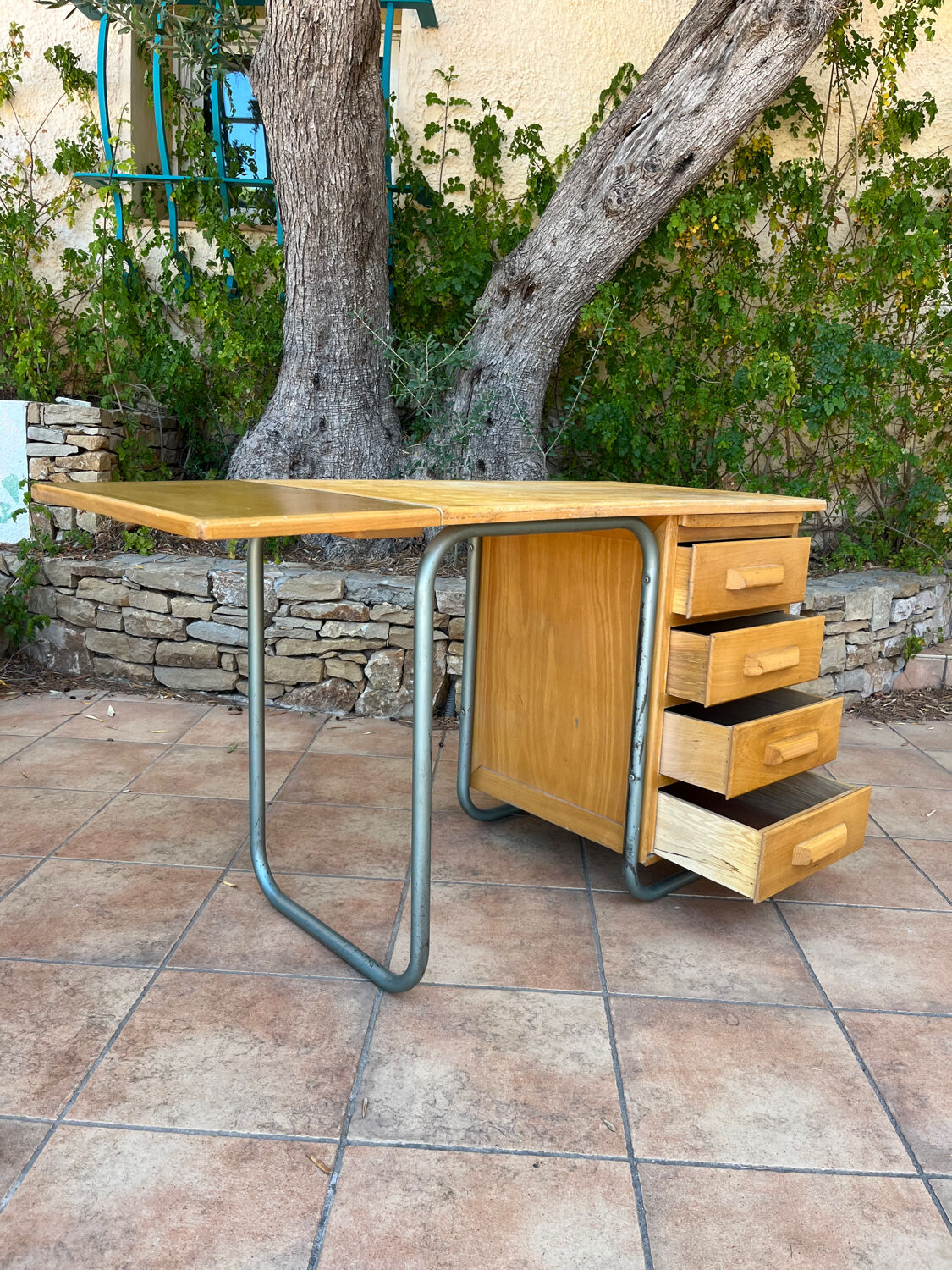 Desk ois and steel in the spirit of bauhaus 1950