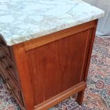 Louis XVI style chest of drawers in oak and marble top