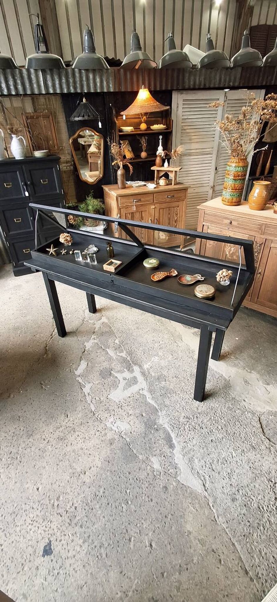 Antique display cabinet on legs