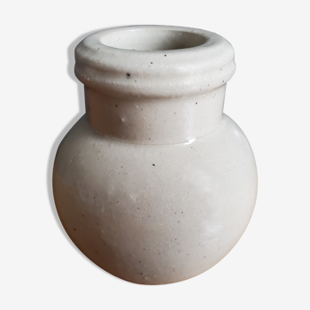 Small beige ball vase in glazed sandstone